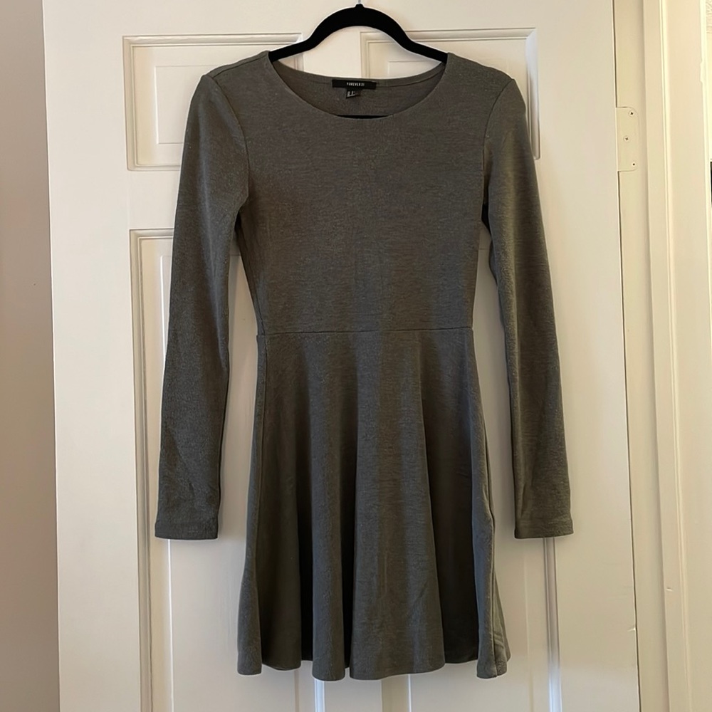 Sage Green Fit-and-Flare Dress